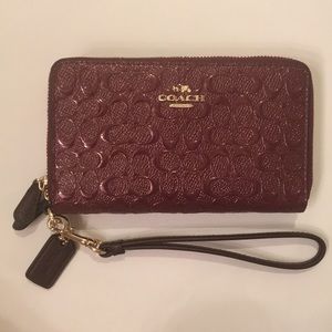 Coach Accordion Signature Embossed Patent Leather